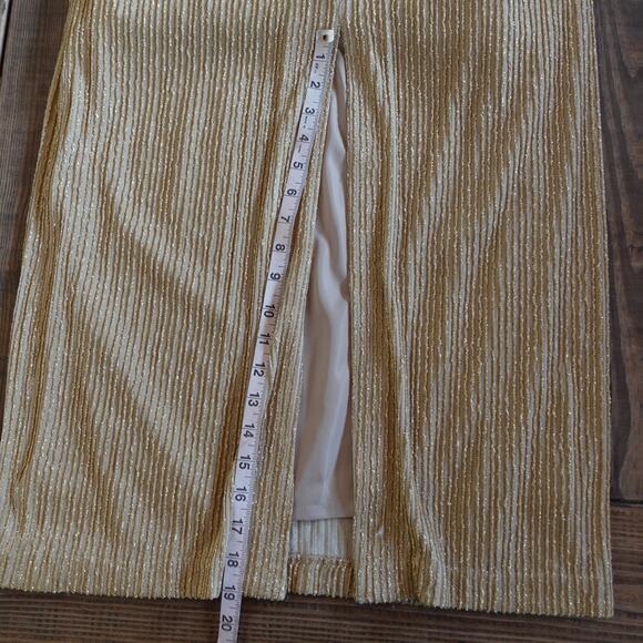 Vintage Cache Skirt Womens Size 10 Gold Metallic Glitter Maxi Evening Party 90s - Picture 9 of 10